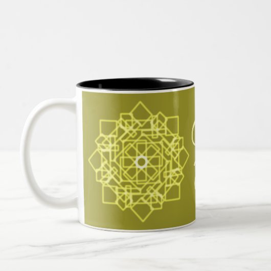 Modern Simple line stripes floral monogram name Zweifarbige Tasse (Links)