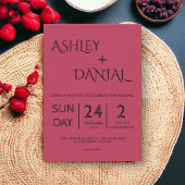 Modern Simple Magenta Calligraphy Elegante Hochzei Einladung