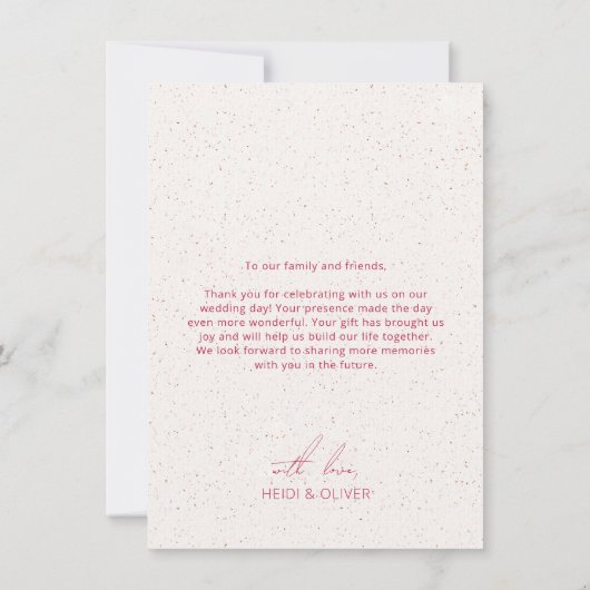 Modern Simple Magenta Foto Wedding Dankeschön Card Dankeskarte (Rückseite)