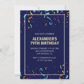 Modern Simple Men Confetti 79. Geburtstag Einladung (Vorderseite)