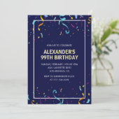 Modern Simple Men Confetti 99. Geburtstag Einladung (Stehend Vorderseite)