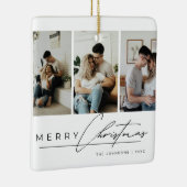 Modern Simple Merry Christmas Elegant Script Photo Keramikornament (Rechts)
