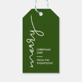 Modern Simple Merry Christmas Script Green Geschenkanhänger (Rückseite)