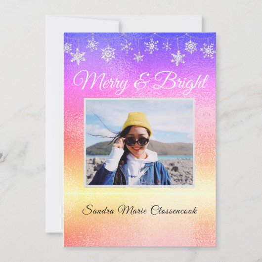 Modern Simple Minimal Metalic Rainbow Weihnachten Ankündigung (Vorderseite)