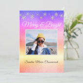 Modern Simple Minimal Metalic Rainbow Weihnachten Ankündigung (Stehend Vorderseite)