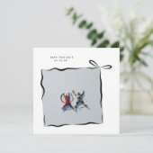 MoDeRN Simple MINIMAL RIBBON Foto Wedding Save The Date (Stehend Vorderseite)