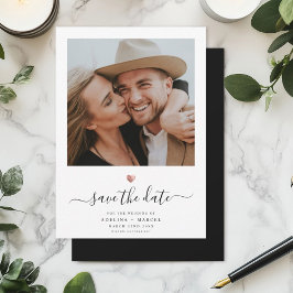 Modern Simple Minimal Rose Gold Herzensschrift Save The Date