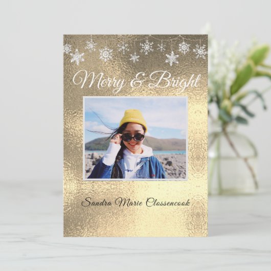 Modern Simple Minimal Yellow Gold Weihnachten Ankündigung (Stehend Vorderseite)