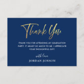 Modern Simple Minimalist Golden Navy Graduation Dankeskarte (Rückseite)