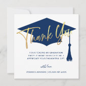 Modern Simple Minimalist Golden Navy Graduation Dankeskarte (Vorderseite)