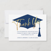 Modern Simple Minimalist Golden Navy Graduation Dankeskarte (Vorderseite)