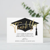 Modern Simple Minimalist Golden Navy Graduation Dankeskarte (Stehend Vorderseite)