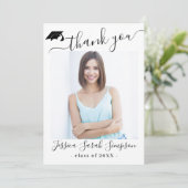 Modern Simple Minimalist Graduation 4 PHOTO  Dankeskarte (Stehend Vorderseite)