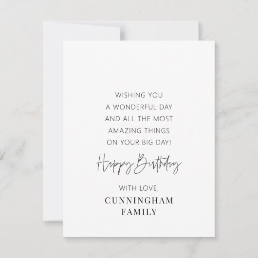 Modern Simple Minimalistisch Chic Happy Birthday (Rückseite)