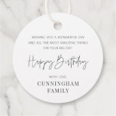 Modern Simple Minimalistisch Chic Happy Birthday Geschenkanhänger (Rückseite)