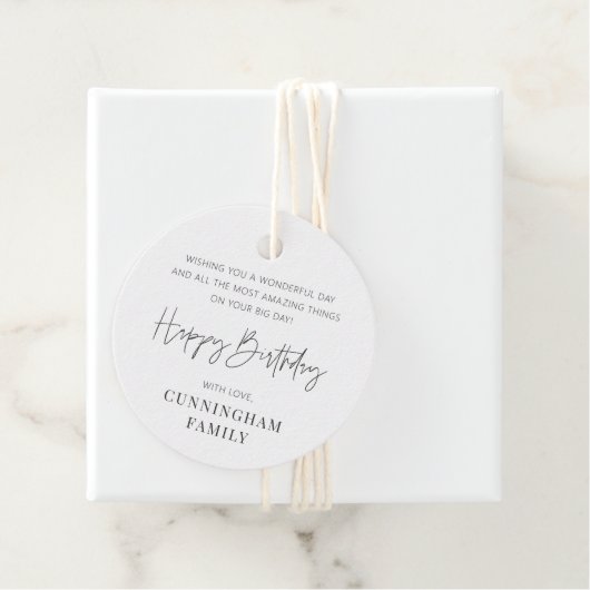 Modern Simple Minimalistisch Chic Happy Birthday Geschenkanhänger (Beispiel)