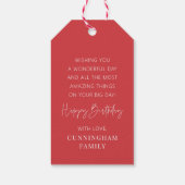 Modern Simple Minimalistisch Chic Happy Birthday Geschenkanhänger (Rückseite)