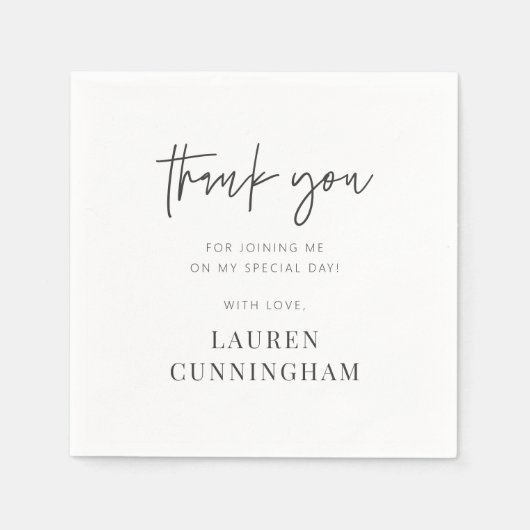 Modern Simple Minimalistisch Chic Vielen Dank Serviette (Vorderseite)