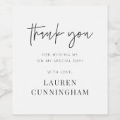 Modern Simple Minimalistisch Chic Vielen Dank Weinetikett (Einzelnes Label)