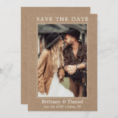 Modern Simple Minimalistisch Couple Foto Kraft Save The Date (Vorne/Hinten)