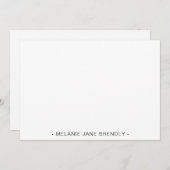 Modern Simple Minimalistisch Name White Mitteilungskarte (Vorne/Hinten)