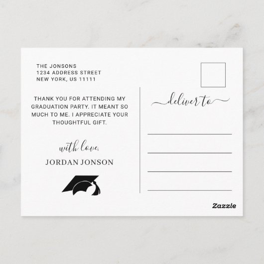 Modern Simple Minimalistisch Navy Abschluss Vielen Postkarte (Rückseite)