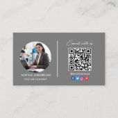Modern Simple Minimalistisch QR Code Social Media Visitenkarte (Vorderseite)