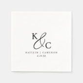 Modern Simple Monogram Black and White Wedding Serviette (Vorderseite)
