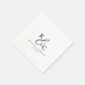 Modern Simple Monogram Black and White Wedding Serviette (Ecke)