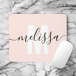 Modern Simple Monogram Handwriting Name Mousepad