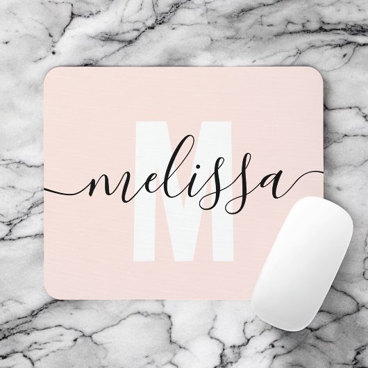 Modern Simple Monogram Handwriting Name Mousepad
