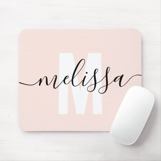 Modern Simple Monogram Handwriting Name Mousepad (Mit Mouse)