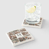 Modern Simple Monogram, Initial Family Name & Foto Steinuntersetzer (Seitenansicht)