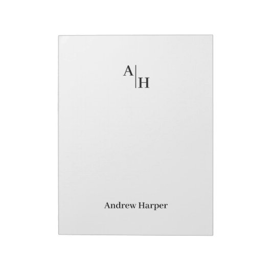 Modern Simple Monogram Initial Notepad Notizblock (Rotiert)