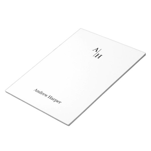 Modern Simple Monogram Initial Notepad Notizblock (angewinkelt)