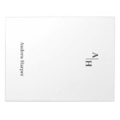 Modern Simple Monogram Initial Notepad Notizblock (Vorderseite)
