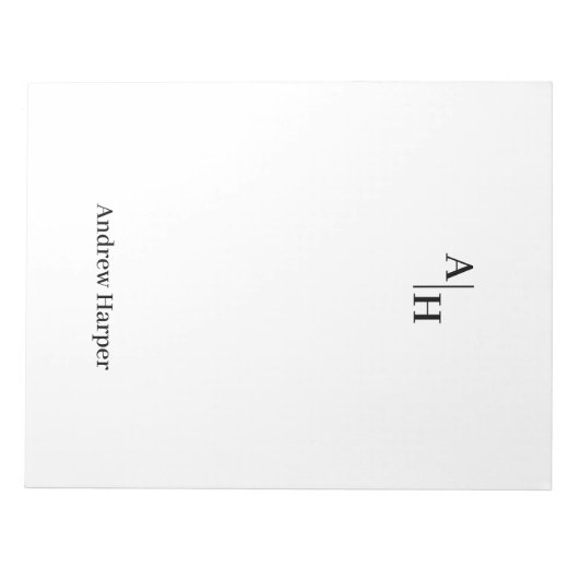 Modern Simple Monogram Initial Notepad Notizblock (Vorderseite)