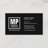 Modern Simple Monogram Logo Schwarz-weiß Square Visitenkarte (Vorderseite)