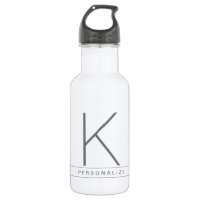 Modern Simple Monogram Name Gray White Strip