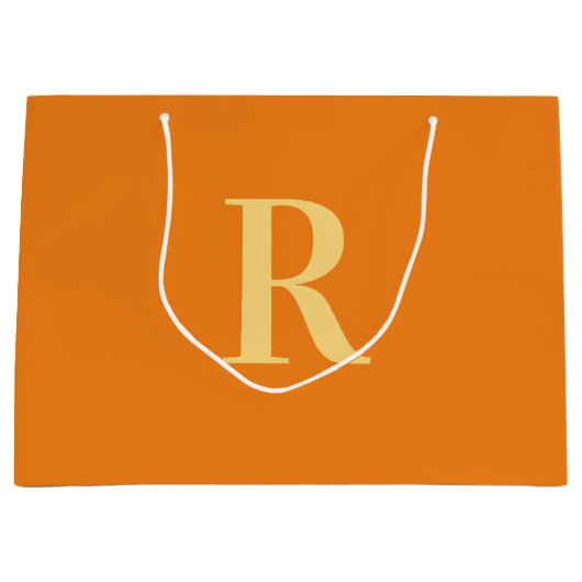 Modern Simple Monogram Orange Große Geschenktüte (Vorderseite)