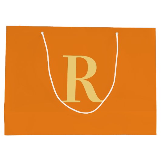 Modern Simple Monogram Orange Große Geschenktüte (Rückseite)