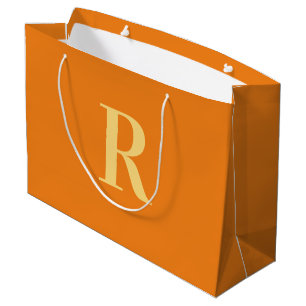 Modern Simple Monogram Orange Große Geschenktüte