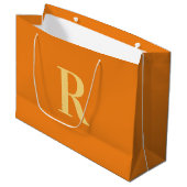 Modern Simple Monogram Orange Große Geschenktüte (Vorderseite Schrägansicht)