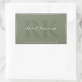 Modern Simple Monogram Sage Green Rechteckiger Aufkleber (Tasche)