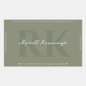 Modern Simple Monogram Sage Green Rechteckiger Aufkleber (Vorderseite)
