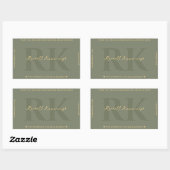 Modern Simple Monogram Sage Green Rechteckiger Aufkleber (Blatt)