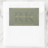 Modern Simple Monogram Sage Green Rechteckiger Aufkleber (Tasche)