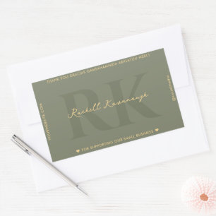Modern Simple Monogram Sage Green Rechteckiger Aufkleber