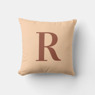 Modern Simple Monogram Terracotta Beige Kissen