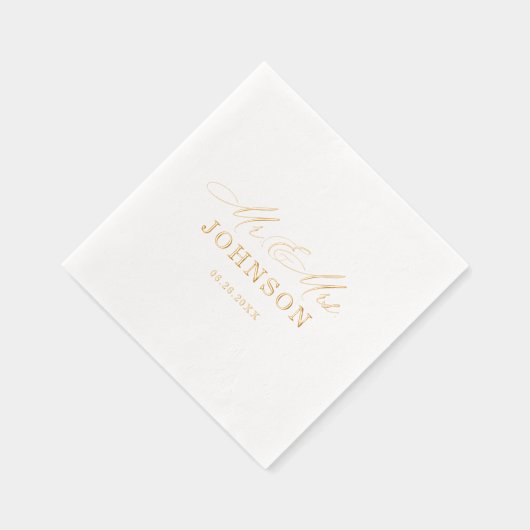 Modern Simple Mr. and Mrs. Servietten Mit Folie (Rechts)